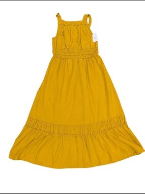 Yellow Smocked Waist Summer Sundress Adjustable Straps Sz Small